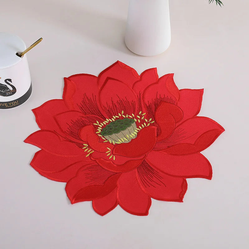 NEW Lotus Printed Tablecloths Party Picnic Tablecloth Table Decoration Supplie Christmas Embroidered Runners Table Linens