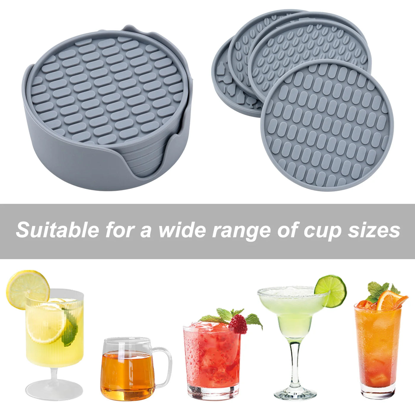 6Pcs 10cm Silicone Coasters Round Heat Resistant Rubber Tea Cup Mat Drink Coffee Mug Glass Beverage Holder Pad Decor Table Mat