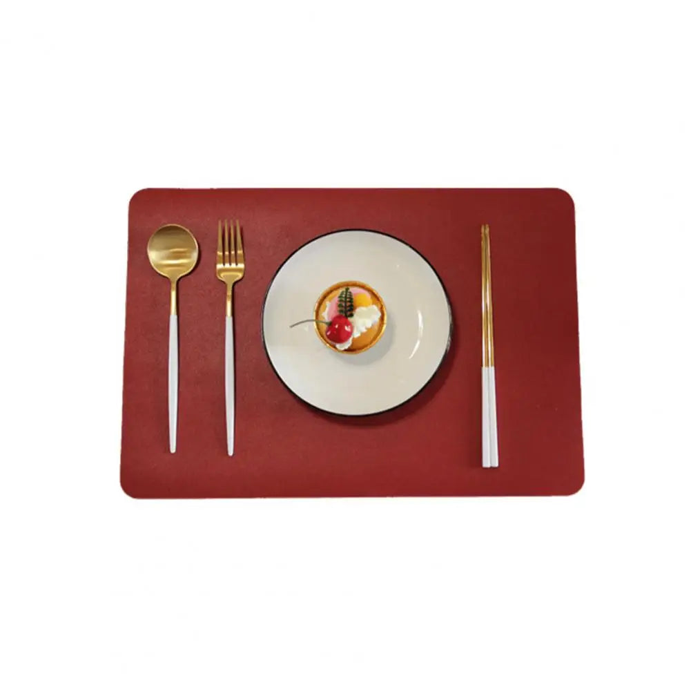 Table Placemat Waterproof Soft Faux Leather Double-sided Rectangle Non-slip Heat Insulation Minimalist Dishwasher Safe Dining Ma