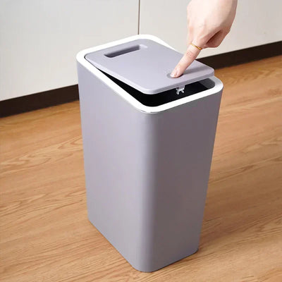 Bathroom Trash Can Large Garbage Can With Press Top Lid For Toilet Bedroom Living Room Plastic Wastebasket With Pop Up Lid