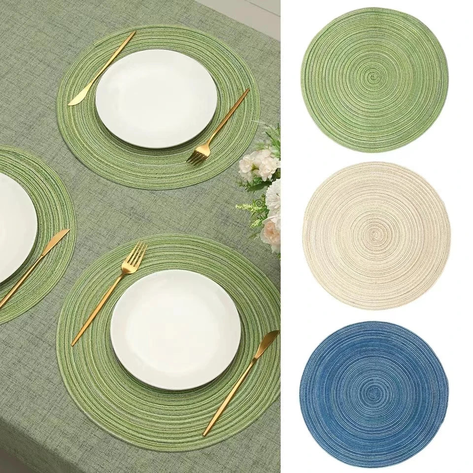 18/30cm Round Table Mat Woven Ramie Placemat Anti Slip Dining Table Mats Non-Slip Tableware Bowl Pads Kitchen Drink Cup Coasters