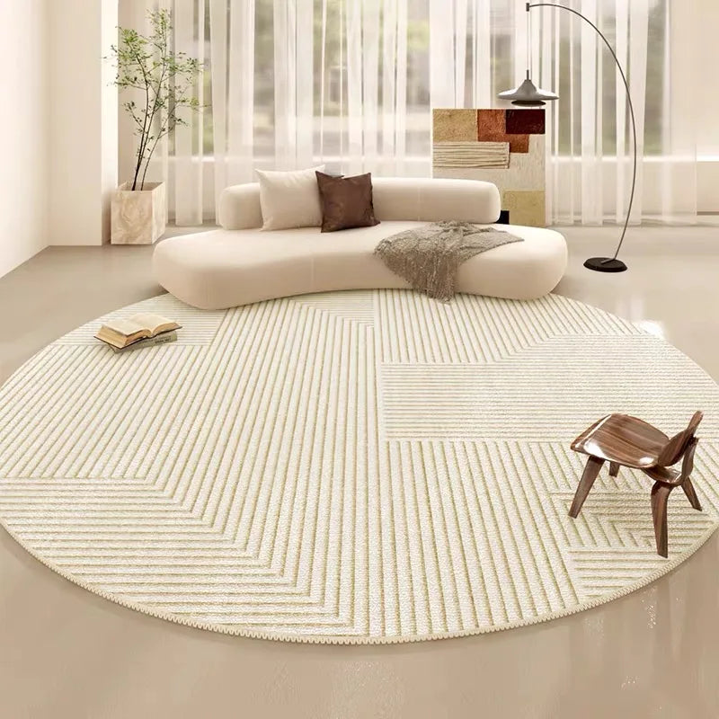 VIKAMA Crystal Pile Simple Line Round Bedroom Sofa Carpet Bedside Window Floor Mat