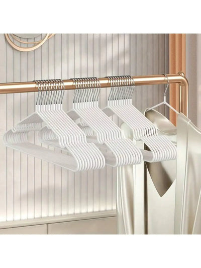 10pcs- Metal Traceless No-slip Clothes Hangers, Durable Strong Clothes Racks, Household Space Saver For Organization Of Bedroom,