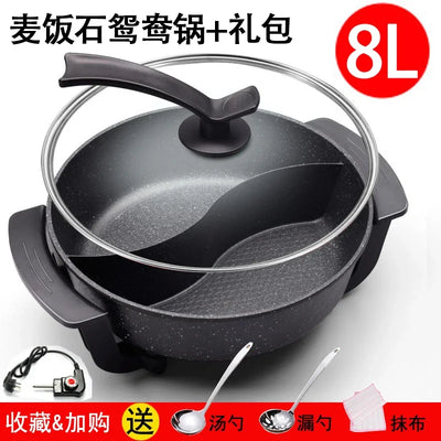 Barbecue Integrated Hotpot Shabu Soup Hot Pot Divided Electric Mandarin Duck Nonstick Round Chafing Dish Chinese Fondue Cookware