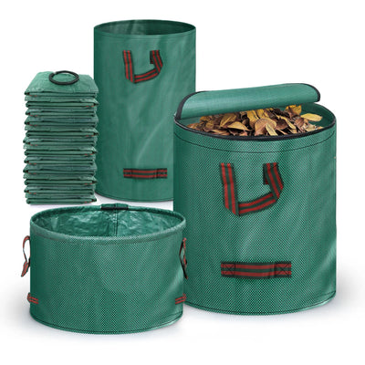 60L/120L/272L/300L/500L PP Woven Fabric Bag for Garden Leaf Weed Debris Collection Recycle Bin Reusable Yard Trash Can with Lid