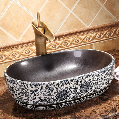 Jingdezhen Art Inter-Platform Basin Chinese New Style Ceramic Washbasin Bathroom Table Wash Basin