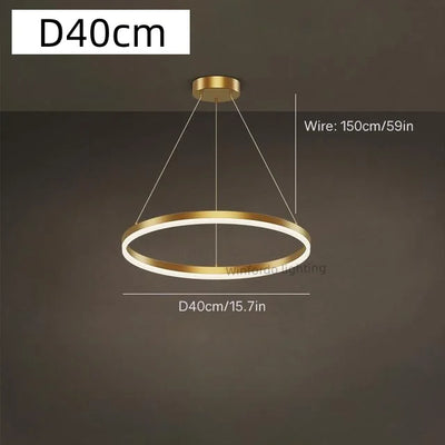 Gold Ring LED Hanging Lamp Acrylic Chandelier Modern Minimalist Style Pendant Light for Home Living Room Restaurant Decoration