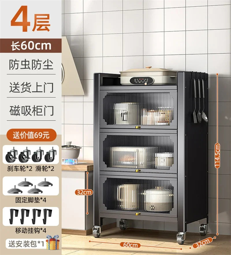 Modern Metal Kitchen Cabinets Kitchen Furniture Multi-layer Storage Cabinet Floor Racks Multi-functional Tableware Cabinet U