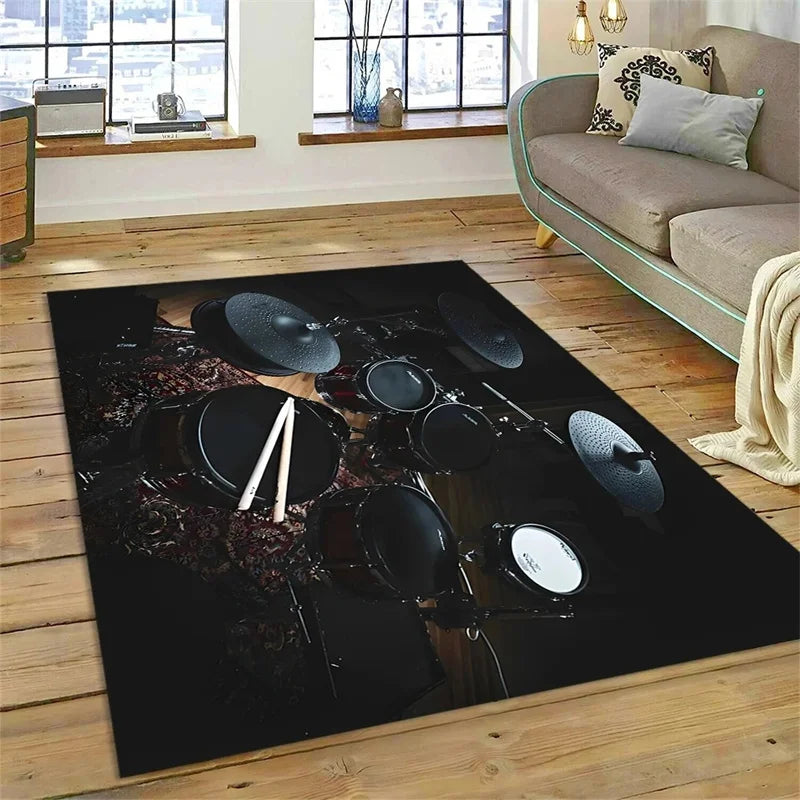 Drum Kit Carpet for Living Room Bedroom Decoration Music Instruments Area Rugs Non-slip Home Lounge Floor Mat Kitchen Doormat