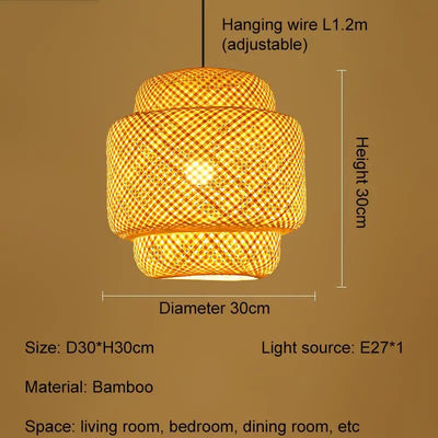 Bamboo Ceiling Pendant Lamp E27 Hand Knitted Chinese Style Weaving Hanging Chandelier Restaurant Home Decor Lighting Fixtures