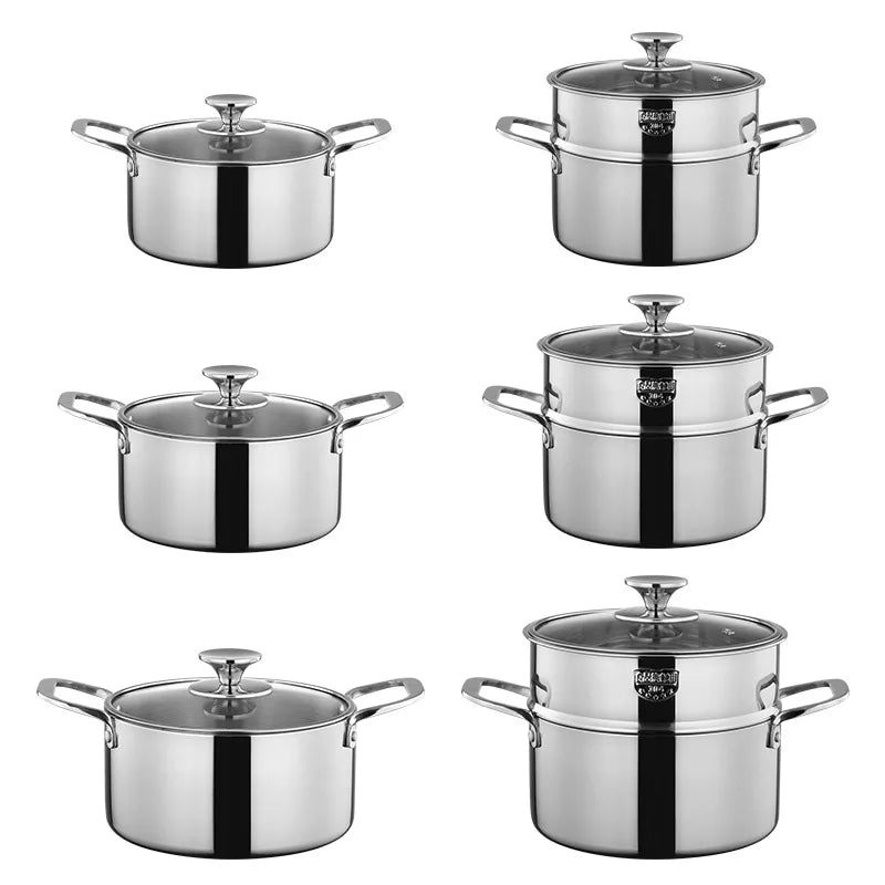 316 stainless steel steamer Double layer soup pot Household thickened milk pot Kitchen utensils pots for cooking