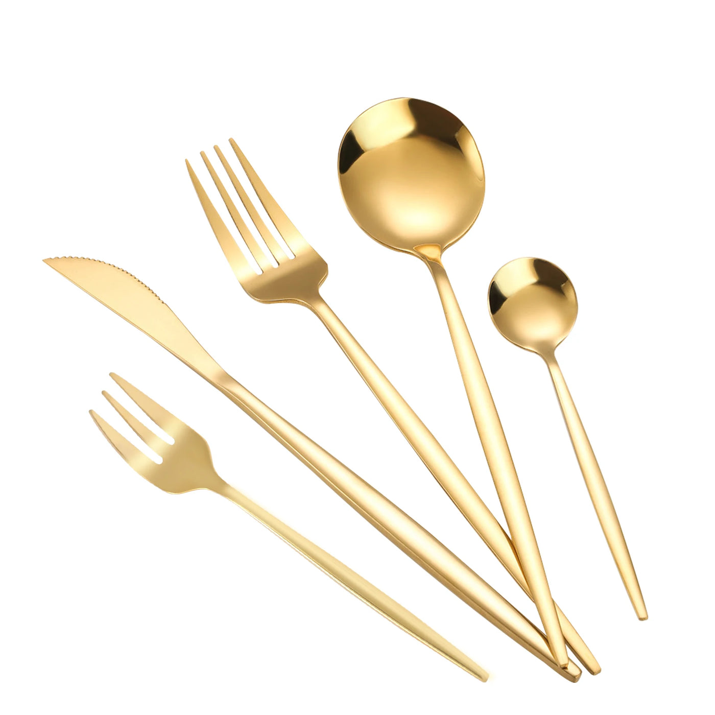 90PCS 18 Set Gold Flatware Cutlery 5 Golden Stainless Steel Kitchen Utensils Set Includes Gold Forks Knives and Spoons