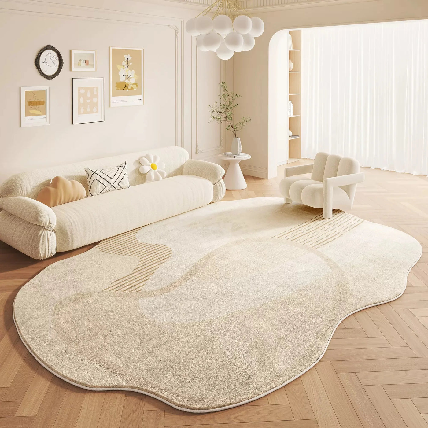 VIMAKA Cream Style Ins Light Luxury Imitation Cashmere Carpet Living Room Bedroom Sofa Dirt Resistant Carpet Home Decoration