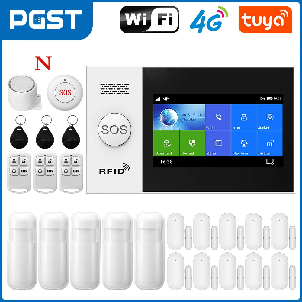 GauTone PG107 WiFi 4G Alarm System for Home Security with PIR Wireless Solar Siren Support Tuya Remote Control