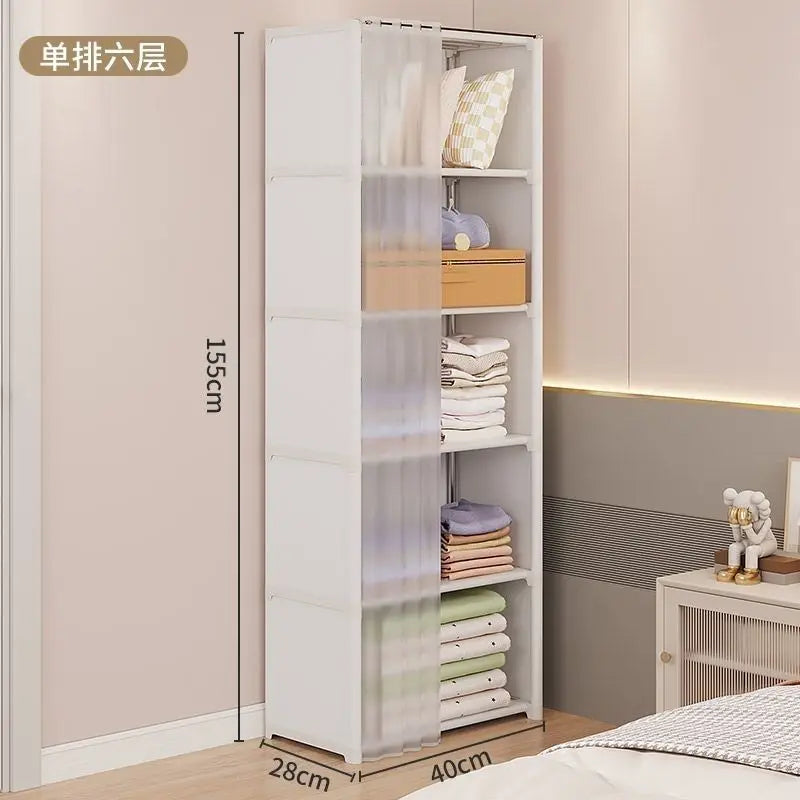 6/5 Layers Dustproof Wardrobe High Capacity Partition Bookshelf Bedroom Open Simple Assembly Storage Cabinet Bedroom Furniture