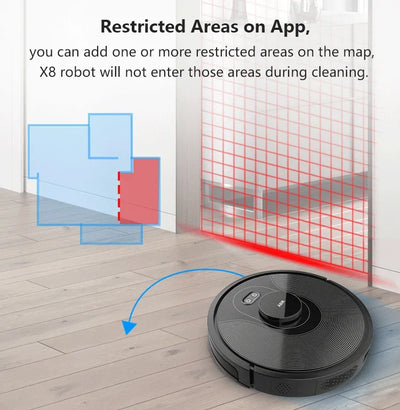 High End Model ABIR X8 Robot Vacuum UV Cleaner With Big Dust Tank Capacity