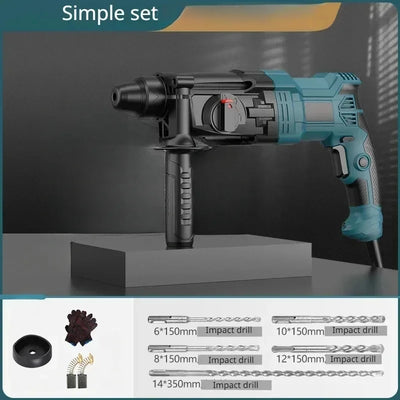 220-240V Industrial Grade Three Speed High-power Handheld Drill, Concrete Steel Wood Lightweight Impact Hammer Drilling Rig