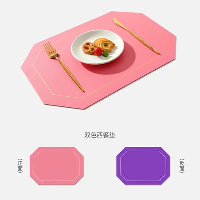 Pure Color Double-Layer Square Leather Placemat Nordic Ins Western Placemat Oil-Proof Table Mat PVC Plate Mat