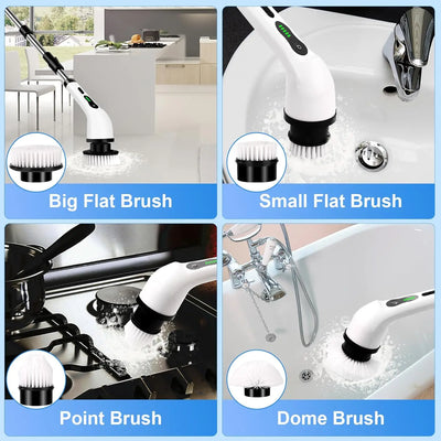 Cordless Electric Spin Scrubber Adjustable Cleaning Brush with Replacement Heads for Tub Tile Floor Car Electric Shower Scrubber