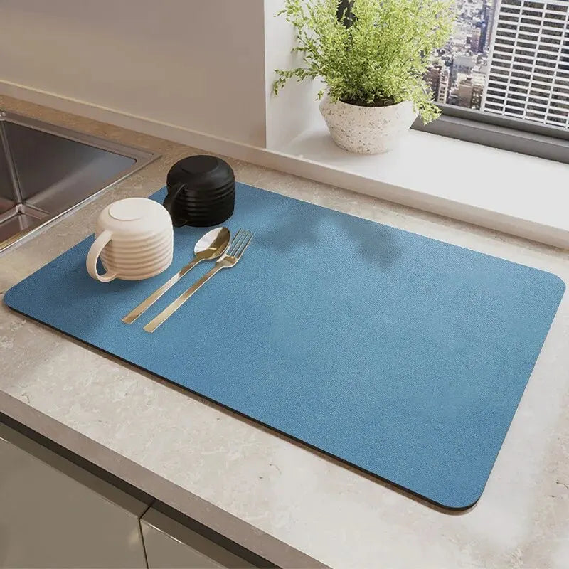 1 PIECE MULTI-PURPOSE ABSORBENT MAT FOR KITCHEN COUNTERTOP CUP DRAIN AND BOWL TRAY DRYER