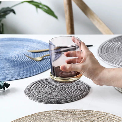 18/30cm Round Table Mat Woven Ramie Placemat Anti Slip Dining Table Mats Non-Slip Tableware Bowl Pads Kitchen Drink Cup Coasters