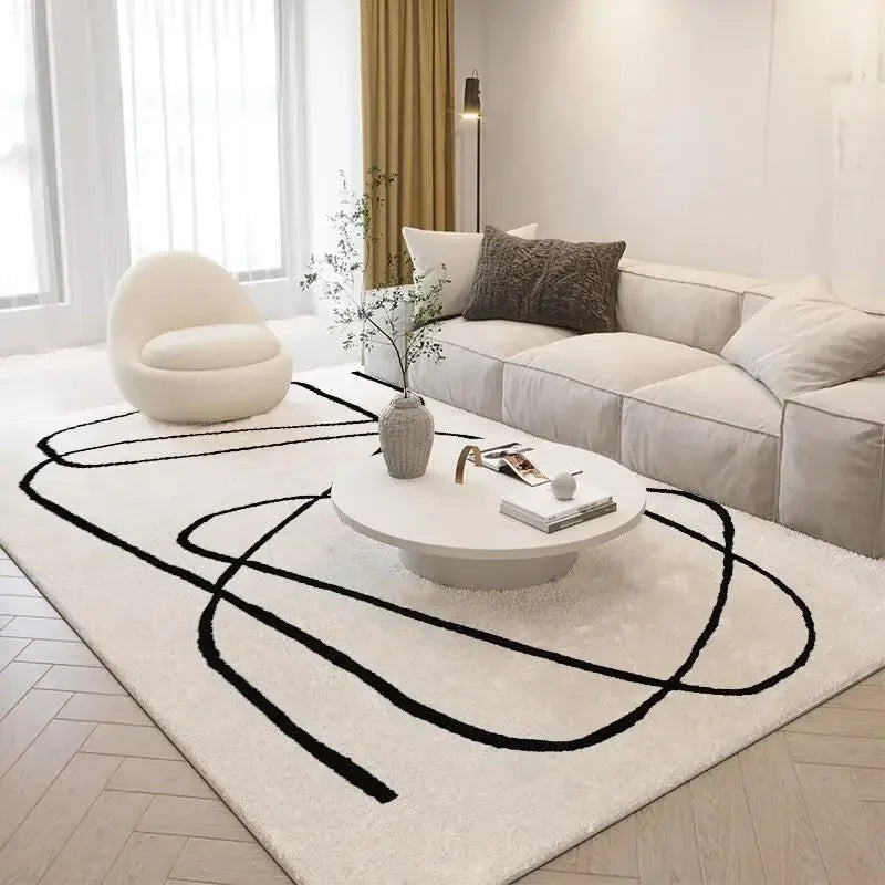 Modern Abstract Art design Living room decoration Furry carpet Nordic style bedroom sofa cloakroom Simple line soft rug bedroom