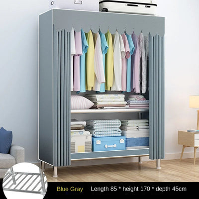 Simple Wardrobe Cloth Closet Furniture For Home Household Bedroom Assembly Cabinet Steel Pipe Reinforced Storage Rack Wardrobe