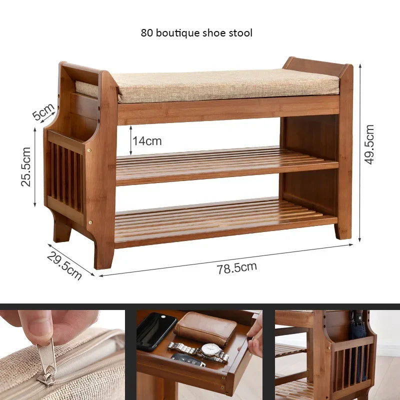 Shoe Storage Rack Bench With Double Layer Cushion Seat Living Room Shoe Organizer Entryway Storage Hallway Furniture Shoe Stool