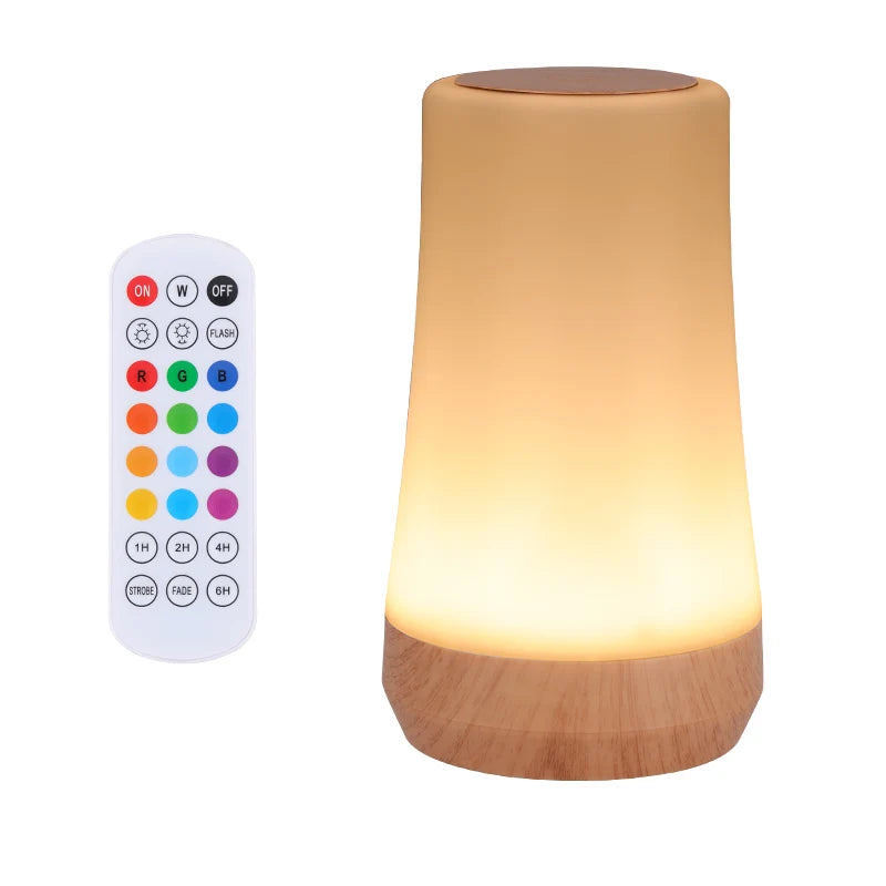 Color Changing Night Light RGB Remote Control Touch Dimmable Lamp Portable Table Bedside Lamps USB Rechargeable Night Lamp