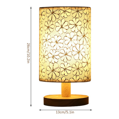 LED Table Lamps Linen Nightstand Lamp with Round Fabric Linen Shade for Bedroom Living Room Decoration USB Powered Table Lamp