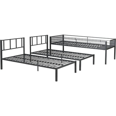 Metal Bunk Bed Separatable Twin Over Twin Triple Bunk with Slat Support No Box Spring Needed