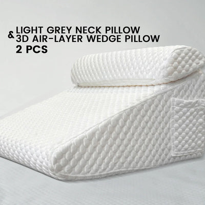 2 Pcs Memory Foam Bed Wedge Pillow/Neck Pillow For Back, Leg, And Knee - Triangle Pillow With Removable Cover