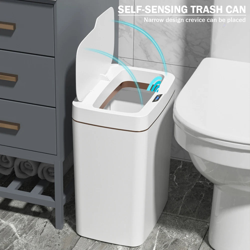 15/18L Automatic Trash Bin Quiet Electric Garbage Bin Rechargeable Auto Motion Sensor Rubbish Can for Kitchen Bathroom Bedroom