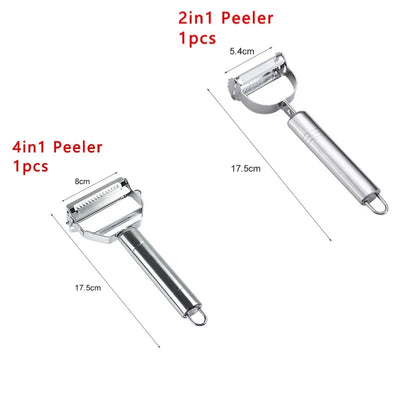 2/4 In 1 Rotary Peeler Multiple-Function Vegetable Fruit Potato Peeler Stainless Steel Peeler Home Kitchen Article Durable