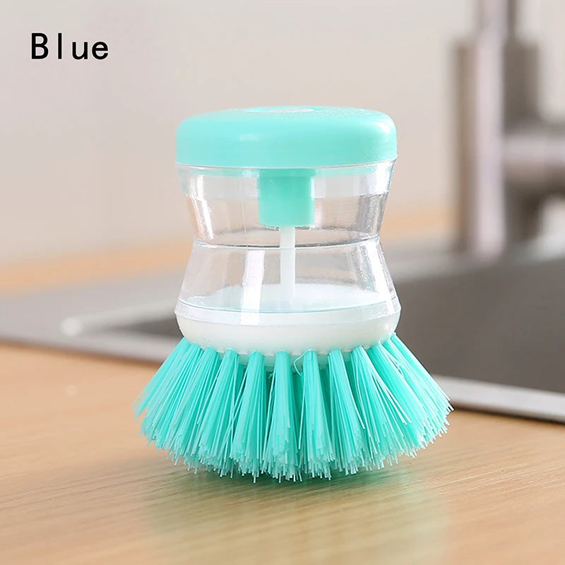 Household Cleaning Brush 2 In 1 Handle Cleaning Brush with Removable Liquid Soap Dispenser Dishwashing Brushes Kitchen Tools