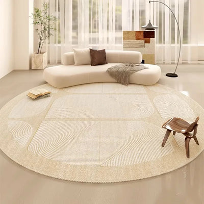 VIKAMA Crystal Pile Simple Line Round Bedroom Sofa Carpet Bedside Window Floor Mat