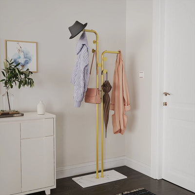 Gold Coat Rack Modern Garment Stand with Shelves and Hooks Heavy-duty Clothing Rack