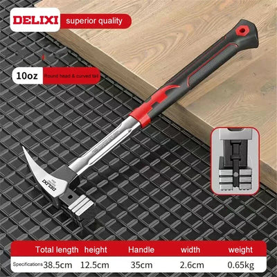 DELIXI High Carbon Steel Fiber Claw Hammer Handle Multifunctional Hammer Woodworking Nail Pulling and Hammering Tools