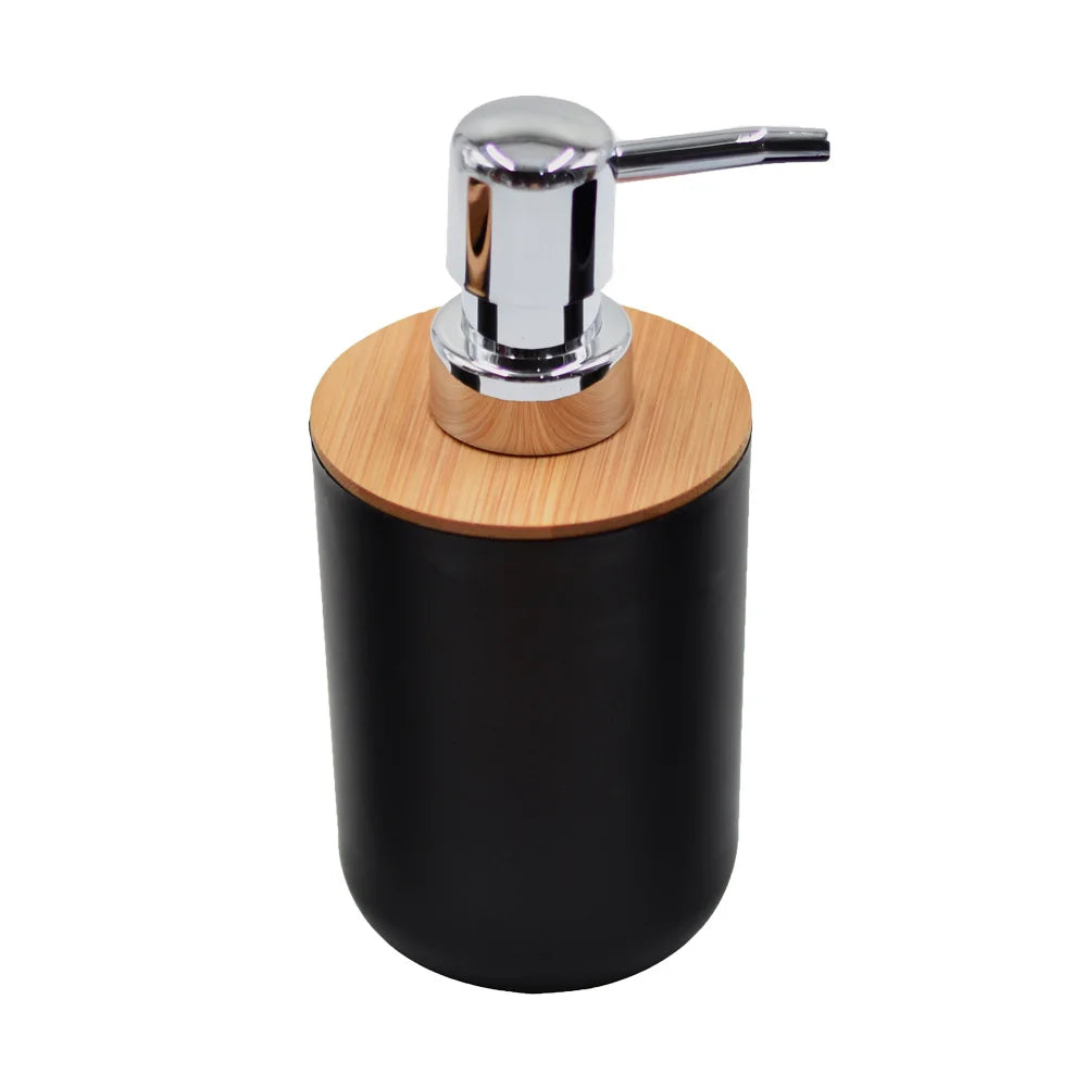 Bamboo Bathroom Accessories Designer Soap Lotion Dispenser Toothbrush Holder Soap Dish Tumbler Wood Bottle Cup Black/White/Gray