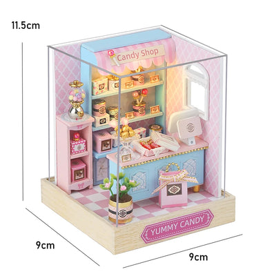 Kitten Mini Doll House 3D Puzzle Assembly Model Building Kit Creative Room Bedroom Decoration With Furniture Wooden Crafts Gifts