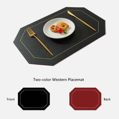 Pure Color Double-Layer Square Leather Placemat Nordic Ins Western Placemat Oil-Proof Table Mat PVC Plate Mat