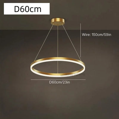 Gold Ring LED Hanging Lamp Acrylic Chandelier Modern Minimalist Style Pendant Light for Home Living Room Restaurant Decoration