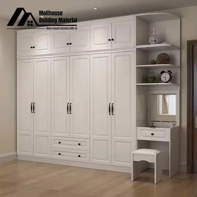 Design Black High Gloss Lacquered Wardrobe Dark Style Walk-in Wardrobe Clothes Bedroom Furniture with Glass Doors