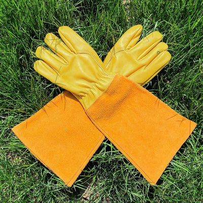 2Pcs Leather Breathable Gauntlet Gloves Rose Pruning Long Sleeve Gloves for Men and Women Best Gardening Glove Garden Gifts