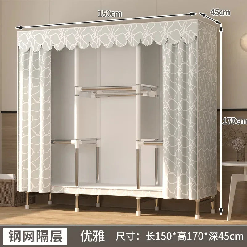 Simple Steel Frame Wardrobe  Easy Assembly, NonWoven Fabric Closet, Durable Storage Solution, Bedroom Organization