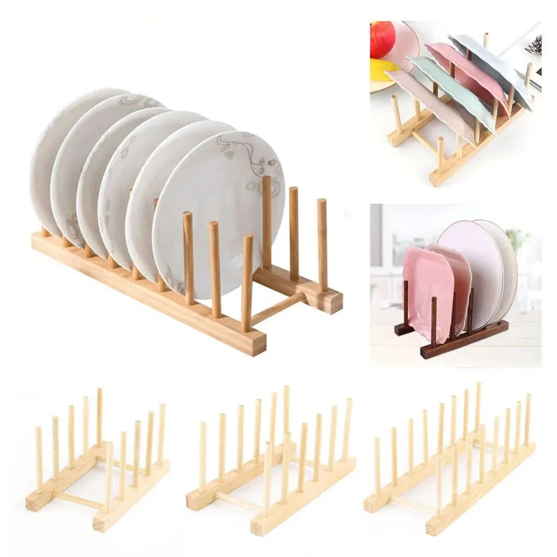 Multifunction Wooden Stand Rack Kitchen Bowl Basin Drain Holder Organizer  Kitchen Sundries Rack Cups Shelf Table Book Display