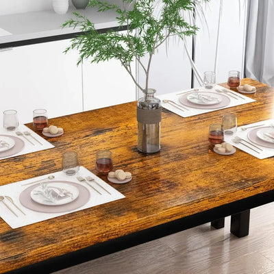 Restaurant dining table set, kitchen set with 2 benches 43.3x23.6x28.5 inches, bench 38.5x11.8x17.5 industrial brown