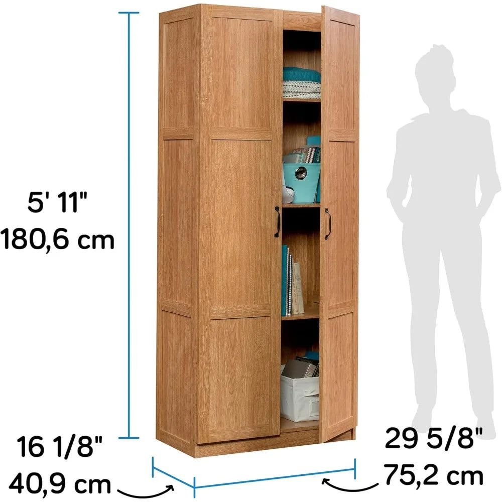 Storage cabinet, kitchen storage cabinet with adjustable shelf, highland oak