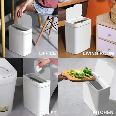 Smart Sensor Trash Can 18L Automatic Household Electronic Trash Can Kitchen Trash Bin Toilet Waterproof Narrow Seam Sensor Bin