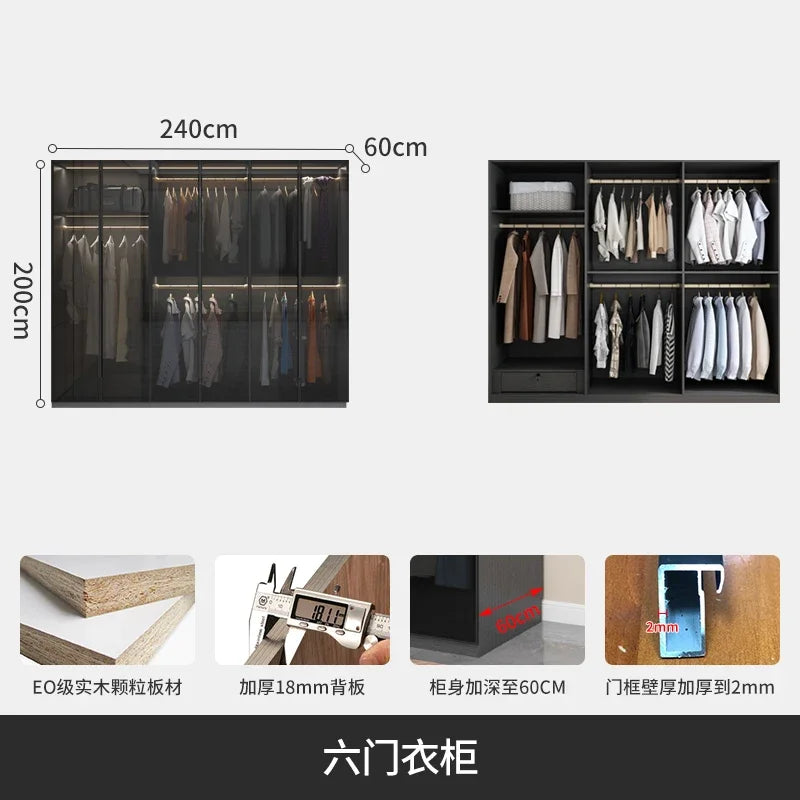 With Glass Doors Wardrobes Multilayer Luxury Storage Open Closets Wardrobes Cabinet Shelves Guarda Roupas Bedroom Furniture